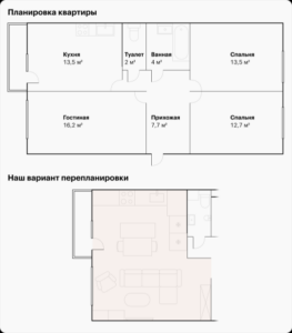 Как объединить кухню с гостиной, чтобы не видеть оттуда вход в туалет