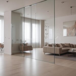Безрамное остекление в дверях и перегородках из стекла и зеркала: принципы изготовления и выбор материалов