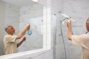 Чем отмыть стекла в душевой кабине от налета